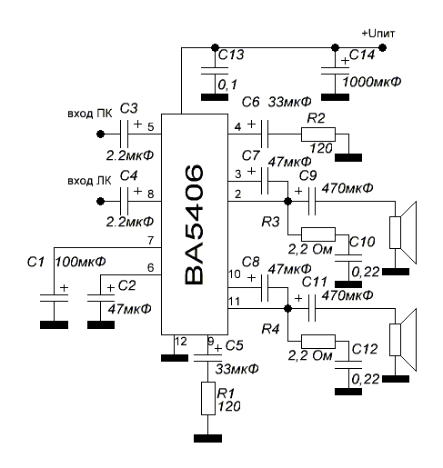 Ba5406 схема усилителя